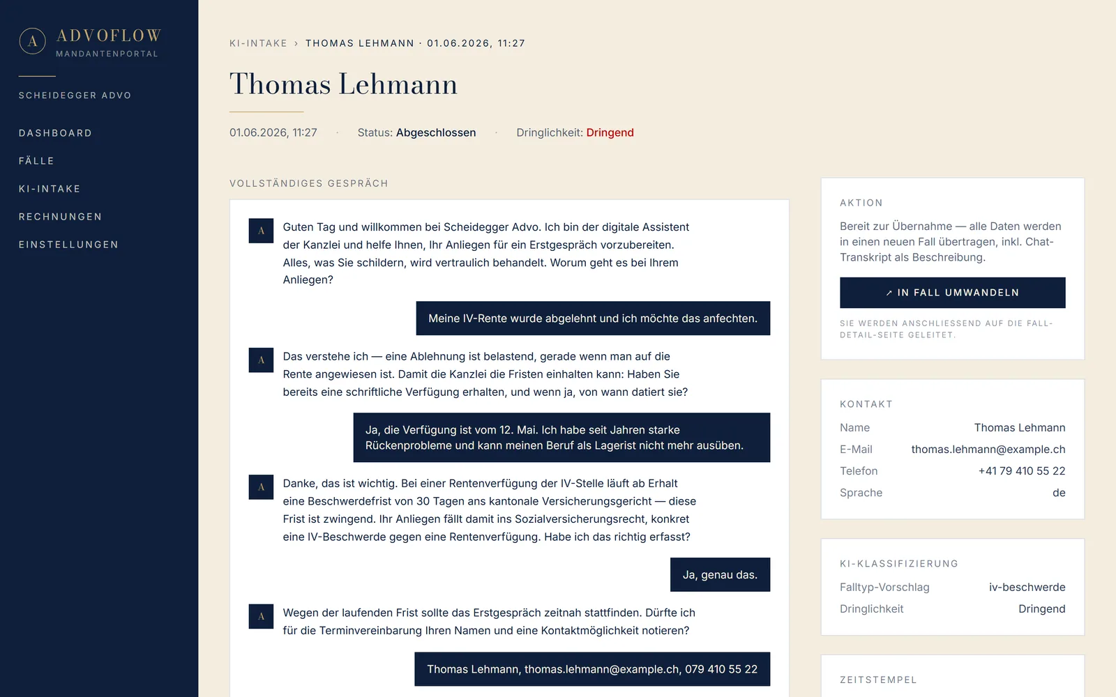 KI-Auswertung — strukturierte Zusammenfassung statt langer Chat-Logs